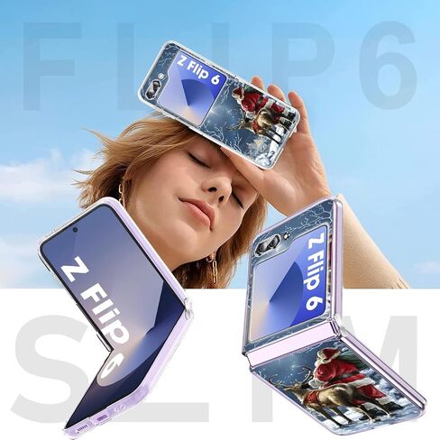 Compatible with Samsung Galaxy Z Flip 6 Case Clear Slim Protective Cases Santa TPU Z Flip 6 Back Cover Full Body Protector Animal Thin Phone Case for Samsung Galaxy Z Flip 6 5G Christmas (A) in Kuwait