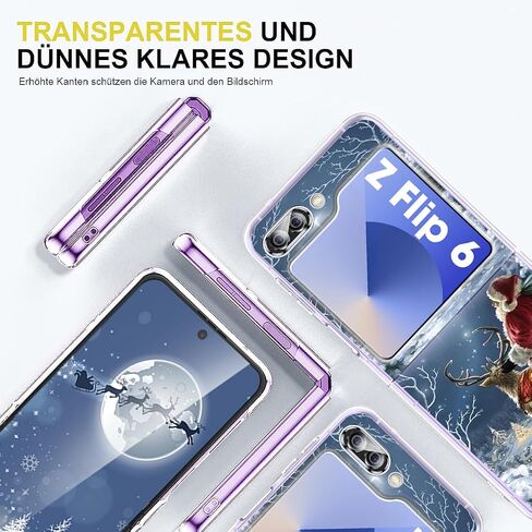 Compatible with Samsung Galaxy Z Flip 6 Case Clear Slim Protective Cases Santa TPU Z Flip 6 Back Cover Full Body Protector Animal Thin Phone Case for Samsung Galaxy Z Flip 6 5G Christmas (A) in Kuwait