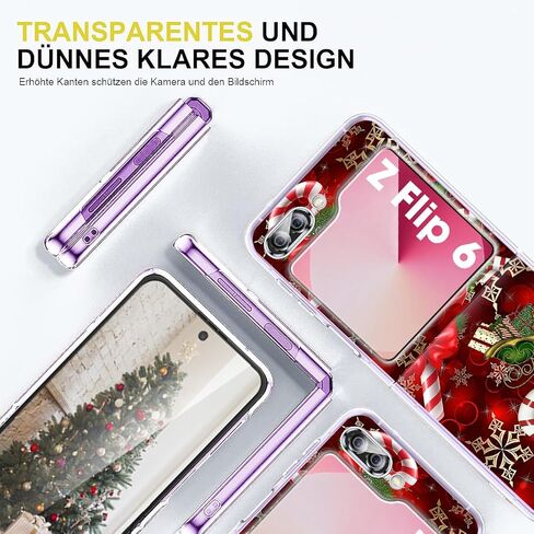 Compatible with Samsung Galaxy Z Flip 6 Case Clear Slim Protective Cases Santa TPU Z Flip 6 Back Cover Full Body Protector Animal Thin Phone Case for Samsung Galaxy Z Flip 6 5G Christmas (A) in Kuwait
