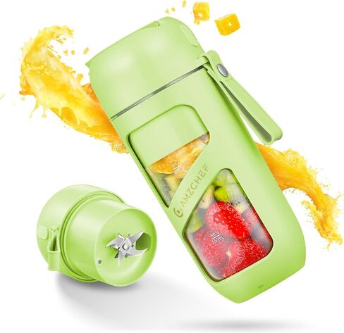 AMZCHEF Portable Blender, Strong Cutting Power with 10-Blade, Hiking, Dishwasher Safe Parts, Type-C Rechargeable, Vacuum Personal Size Blender for Shakes and Smoothies, BPA free, for Sports, Travel in Saudi Arabia