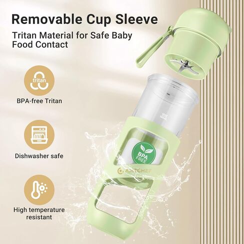 خلاط AMZCHEF المحمول، قوة قطع قوية مع 10 شفرات، المشي لمسافات طويلة، أجزاء آمنة للغسل في غسالة الأطباق، قابل لإعادة الشحن من النوع C، خلاط بالحجم الشخصي للمخفوقات والعصائر، خالي من مادة BPA، للرياضة والسفر in Kuwait