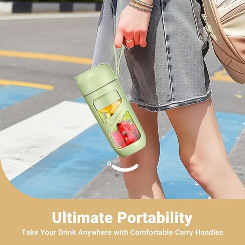 خلاط AMZCHEF المحمول، قوة قطع قوية مع 10 شفرات، المشي لمسافات طويلة، أجزاء آمنة للغسل في غسالة الأطباق، قابل لإعادة الشحن من النوع C، خلاط بالحجم الشخصي للمخفوقات والعصائر، خالي من مادة BPA، للرياضة والسفر in Kuwait