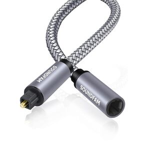Optical Extension Cable 3Ft/1M, Optical Audio Cable Male to Female Toslink Optical Cable Hi-Fi Sound Digital Audio Optical Cable for Home Theater, Sound Bar, TV-Grey (3ft/1M)