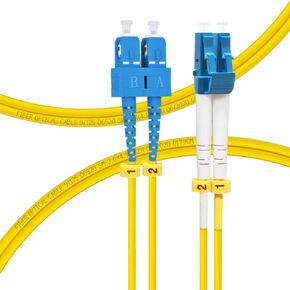 FLYPROFiber- 2M OS2 SC to LC Fiber Patch Cable | Length Options: 1m-50m, 1G/10G Single Mode Duplex 9/125um SMF Fiber Optic Cable Cord LSZH 2Meter(7ft)