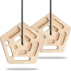 WOOD CITY Hangboard لتسلق الصخور للتدريب على التسلق، لوحة تعليق مع 11 جيبًا، ألواح تسلق محمولة لقوة الأصابع في الداخل والخارج