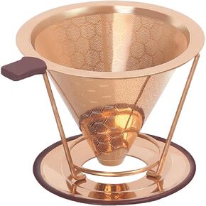 Pour Over Coffee Dripper, MISETTO Stainless Steel Filter,Easy to Clean Paperless pour over coffee maker,Reusable Filter,Cone Dripper with Removable Cup