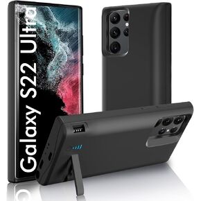 Galaxy S22 Ultra Battery Case, 5000mAh & Kickstand & Dual Device Charging & Priority Charging Case, Rechargeable Backup Charger Case for Samsung Galaxy S22 Ultra 5g(6.8") Black