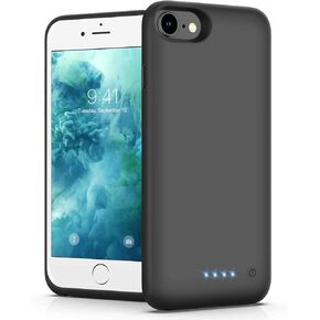 Ekrist Battery Case for iPhone 6/6s/7/8, [Upgraded 6000mAh] Portable Ultra-Slim Protective Charging Case, Extended Rechargeable Smart Battery Pack, Backup Charger Case Power Bank Cover (Black)
