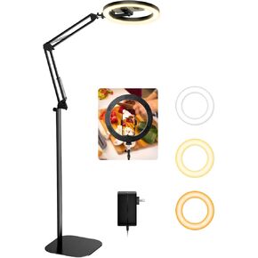 Upgrade 18W Ring Light with Stand Tripod for iPhone, 10" Ultra Bright Overhead Phone Camera Mount Selfie Light with Remote Control for Video Recording,Content Creation,Streaming,TikTok,YouTube Macro
