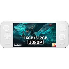 AYANEO Pocket S-6 Inches 1080P Handheld Android Video Game Console 1920x1080 Tablet PC Video Game Console Snapdragon G3x Gen 2 CPU (Black, 16GB+512GB)