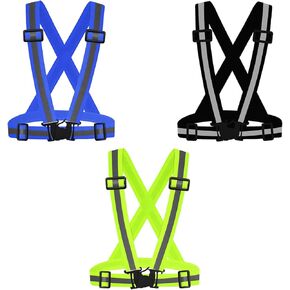 3Pcs Reflective Running Vest, Adjustable Elastic Straps Lightweight 360°High Visibility for Outdoor Walking, Jogging