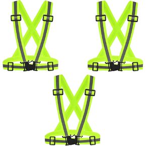 3Pcs Reflective Running Vest, Adjustable Elastic Straps Lightweight 360°High Visibility for Outdoor Walking, Jogging