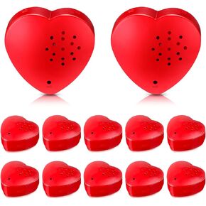 Fabbay 12 Pack Voice Recorder for Stuffed Animal Push Button Sound Recorder Heart Shaped Recordable Button Voice Recording Button Box Device for Plush Toy Bear Module Record Messages, Red (60 Seconds)