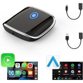 YNF Wireless Carplay/Android Auto 2-in-1 Adapter, Plug and Play Low Latency Stable Fast Connection, Easily Convert Wired to Wireless for iPhone and Android Phones of iOS 12+ / Android 11+