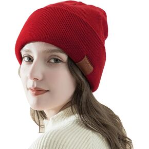 DRESHOW Satin Lined Knit Beanie Hat for Women Men Warm Winter Beanie Hat Silk Lined Caps Cuffed Hat Soft Unisex Skull Cap