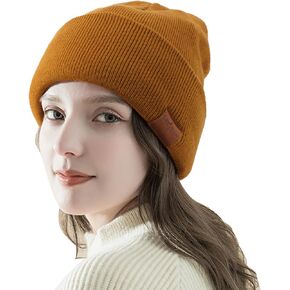 DRESHOW Satin Lined Knit Beanie Hat for Women Men Warm Winter Beanie Hat Silk Lined Caps Cuffed Hat Soft Unisex Skull Cap