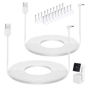 UYODM 2Pack 20FT/6M Micro USB Extension Cable Compatible with WYZE Cam Pan V3, L-Shape 90 Degree Extension Charging Cable Power Your WYZE Cam Pan V3 Continuously - White