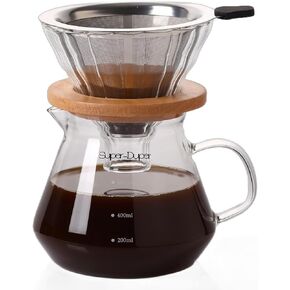 glass coffee 600ml glass coffee maker Made of high borosilicate glass Stainless steel filter pour over coffee carafe coffee maker non electric
