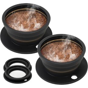 2-Packs Paperless Collapsible Pour Over Coffee Dripper, Travel Pour Over Coffee Maker Camping, Travel Pour Over Coffee Kit, Camping Pour Over Coffee Maker 1 Cup, Black