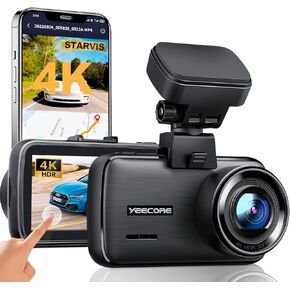 4K Dash Cam, Built-in WiFi GPS, Touch Screen Car Camera, 24Hr Parking Monitor, Loop Recording, Dash Camera for Cars with App Control, HDR, G-Sensor Support 256GB Max