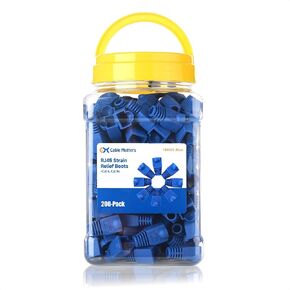 Cable Matters 200-Pack Cat6 / Cat5e RJ45 Strain Relief Boots, RJ45 Boot, Cat6 Boot, CAT6 Ethernet Boots in Blue, Fits 6.4mm (0.25 in) Ethernet Cables