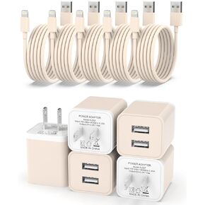 5Pack iPhone Charger [MFi Certified], iGENJUN Dual Port USB Wall Charger Block Adapter with 6FT Lightning Cable Fast Charging Data Sync Cords for iPhone 14 13 12 11 Pro Max XR XS Plus-Multicolor