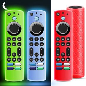OneBom (3Pcs) Silicone Remote Case Glow in The Dark for Firetv 4K Max (2nd)/Insignia/Pioneer/Omni (QLED) Series with Lanyard, Lightweight Anti-Slip Shockproof(Glow Blue&Glow Green&Glow Purple) in Saudi Arabia