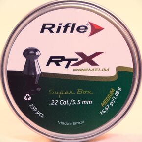 Premium Series RTX Gun Pellets | .22 Caliber | 5.5 mm | 16.67 gr Medium | for Target Shooting Benchrest and Field Target | 250 Count, silver