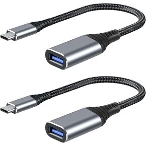 ROTOPATA USB C to USB Adapter, 2 Pack Type C Male to USB 3.1 Female OTG Cable Converter, 5 Gbps High Speed, USB Adapter Compatible with MacBook Air Pro, Samsung Galaxy, Grey