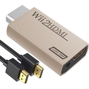 GANA Wii to HDMI Converter Adapter with Hdmi Cable Connect Wii Console to HDMI Display in 1080p Output Video with 3.5mm Audio Supports All Wii Display Modes Khaki