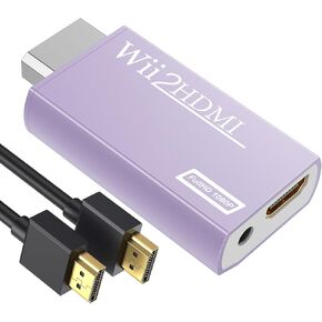GANA Wii to HDMI Converter Adapter with Hdmi Cable Connect Wii Console to HDMI Display in 1080p Output Video with 3.5mm Audio Supports All Wii Display Modes Purple