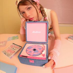TiNYL POPDAZZLE CD Player with Denim Sweetheart, Bluetooth, Dual Stereo Speakers, Rechargeable, Handmade Denim Craftsmanship,Suitcase CD Player