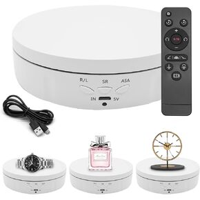 fotoconic Motorized Rotating Display Stand 5.74nch/22LB Load, 360 Degree Photography Turntable with Remote Control for Products Photo or Short Video, Panoramic Images, 3D Models (White)