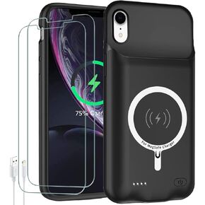 Battery Case for iPhone XR,Upgraded 10000mAh High Capacity Rechargeable Portable Protective Extended Charger Case Wireless Charging Compatible with iPhone XR (6.1 inch) Charging Case & Carplay (Black)