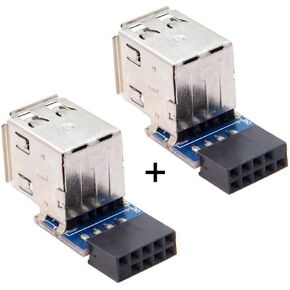cablecc 2pcs 9Pin/10Pin Motherboard Female Header to Dual USB 2.0 Female Adapter Vertical Type
