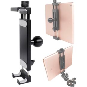 Aluminum Alloy Tablet Holder with 1" Ball Head-360 Rotatable Tablet Mount for iPad and Other Devices from 4.7"-12.9", Compatible with RAM Mounts and Other B Size Double Socket Arm