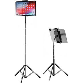 Tripod Stand for Ipad,Gooseneck 69" Floor Stand for Tablet,Floor Stand for iPad Tripod with 360° Rotating Mount for Mini, Air, Pro, Kinde, and All 4.7"-12.9" Tablet and Phone ﻿