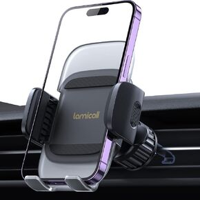 Lamicall Car Phone Holder Vent - Upgraded Spring Loaded Hook [Big Phone Friendly] Air Vent Cell Phone Holders for Your Car Mount Automobile Hands Free Cradle for iPhone 16 15 14 13 Pro Max Smartphone
