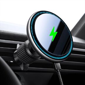 for 15W Magsafe Car Mount Charger, [Vibrant LED Decoration] Wireless Car Charger, Magnetic Phone Holder Mount for Air Vent