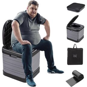 TRIPTIPS Updated Portable Potty for Camping Extra Large Folding Travel Toilet Camping Toilet Portable Toilet for Adults Car Toilet Camp Toilet Outdoor Toilet for Boat/Hiking/Long Trips/Beach