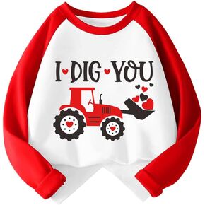 Kids Valentines Day Shirt Boys Girls Valentine's Monster Truck Dinosaur Heart Graphic Tees Raglan Toddler Long Sleeve Tops in Kuwait