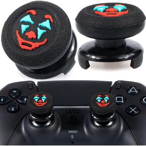 FPS Thumbstick Extender & Texture Rubber Silicone Grip Cover 2 Sets for PS5 & PS4 Controller (Joker Black)