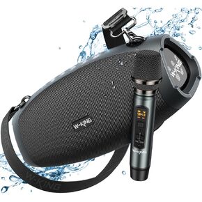W-KING Portable Loud Bluetooth Speakers with Wireless Microphone, (120W PEAK)70W Outdoor Speaker Bluetooth Wireless Waterproof, Triple Passive Radiators-Deep Bass/Hi-fi/DSP/Power Bank/TF/AUX/EQ/Opener