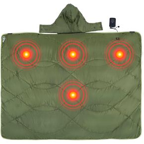 iClimb Heated Camping Blanket with Hood and Battery Pack (Dark Grey)