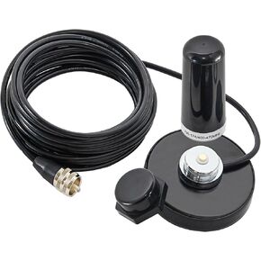 Anina 3.5 Inch NMO Dual Band VHF UHF Antenna with Magnetic Antenna Base PL-259 RG58 Coaxial Cable NMO Mount Cap for CB Ham Radio Marine Two Way Radio