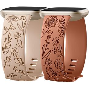 SNBLK 2 حزمة من الأربطة المنقوشة متوافقة فقط مع Fitbit Versa 3/Fitbit Sense/Fitbit Versa 4/Fitbit Sense 2 Bands أربعة نماذج، حزام بديل أنيق ناعم من مادة TPU للنساء in Kuwait