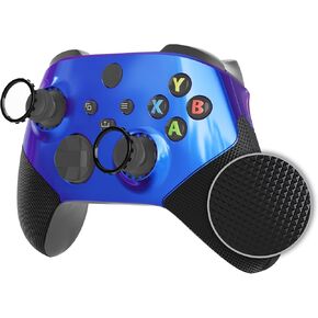 eXtremeRate ASR Version Performance Rubberized Side Rails Grips Shell for Xbox Series X & S, Chameleon Purple Blue Redesigned Grip Handles Faceplate for Xbox Core Controller [Controller Excluded]