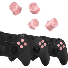 eXtremeRate ABXY Buttons for Xbox Elite Controller Series 2 Core, Elite Serie 1 Replacement Parts, Two-Tone Action Buttons for Xbox Series X/S, for Xbox One S/X Controller-Clear & Purple
