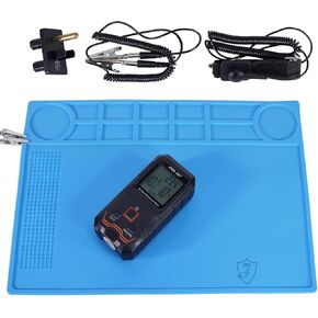 Kaisi Anti-Static Mat with ESD Wrist Strap and Grounding kit, Silicone Soldering Repair Work Mat 932°F Heat Resistant ESD Safe pad for Electronic, Phone, iPhone, iPad, iMac, Laptop, Computer, Watch