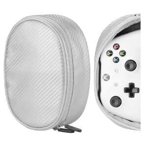 Geekria Controllers Carrying Pouch Travel Bag, Compatible with Google Stadia, Sony PlayStation 5, Dual Sense Edge, PS5 / PS4, Switch Pro Series x, Xbox Wireless, Portable Protector Case (Silver)
